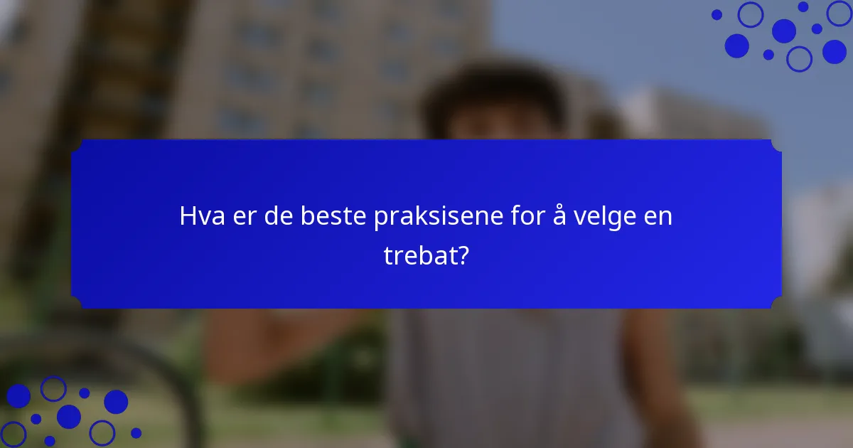 Hva er de beste praksisene for å velge en trebat?